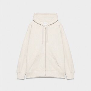 aritzia cozy sweatfleece boyfriend zip hoodie (HEATHER OATMEAL)